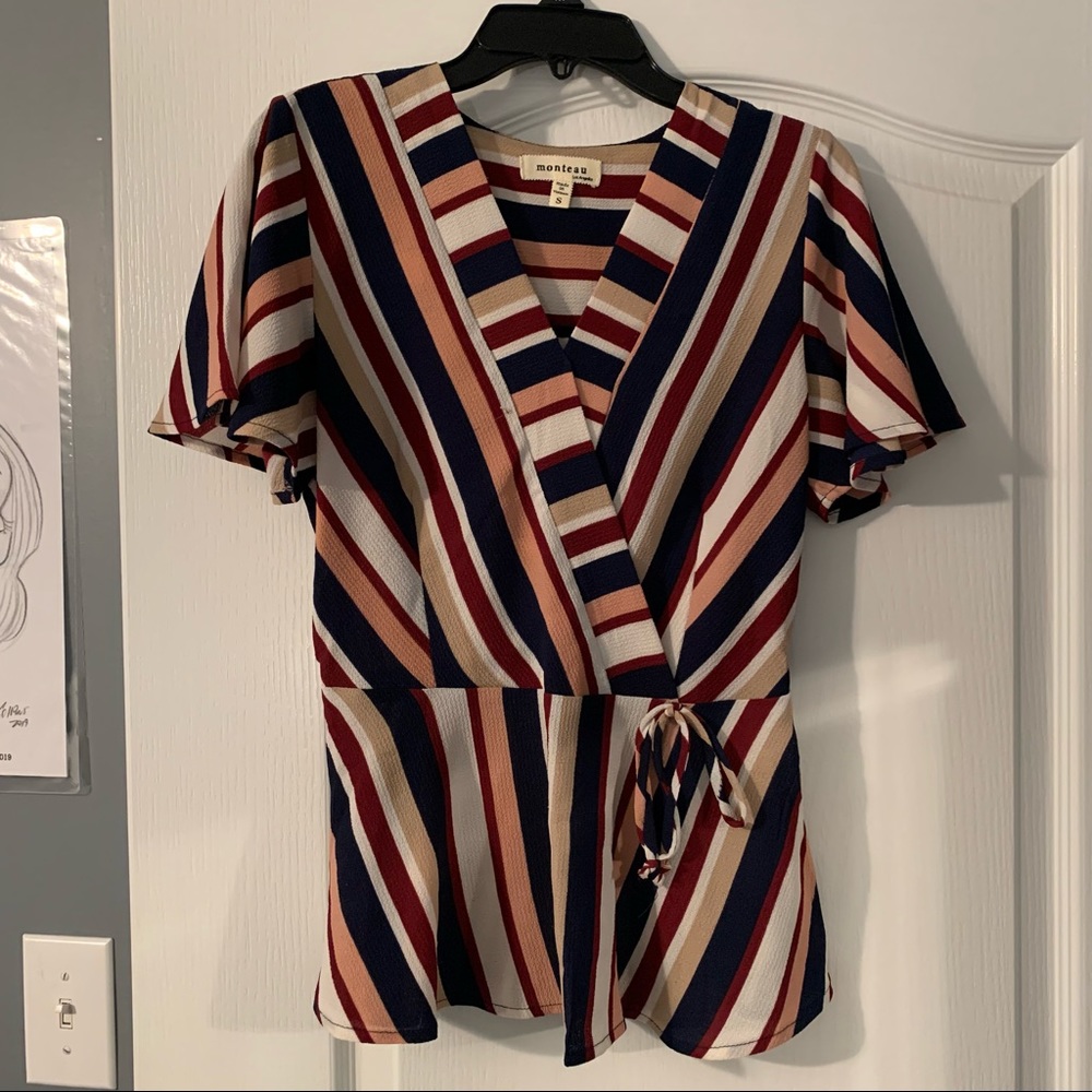 MONTEAU MULTICOLOR STRIPPED BLOUSE